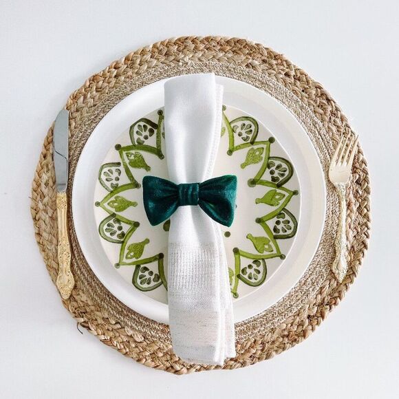 Stylish Bow Napkin Rings – Pine Green Handmade - Wedding Party Event Planner - Picture 1 of 14